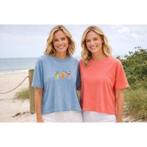 Fresh Produce OS Cotton Tee Bundle Blue & Coral Short Sleeve Tops 23–23.5”